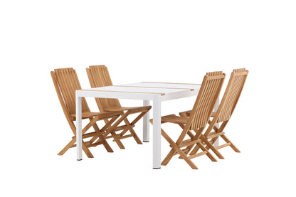 Spisebordsstol Guld + Rektangulært spisebord 150 x 90 Hvid