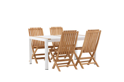 Spisebordsstol Guld + Rektangulært spisebord 150 x 90 Hvid