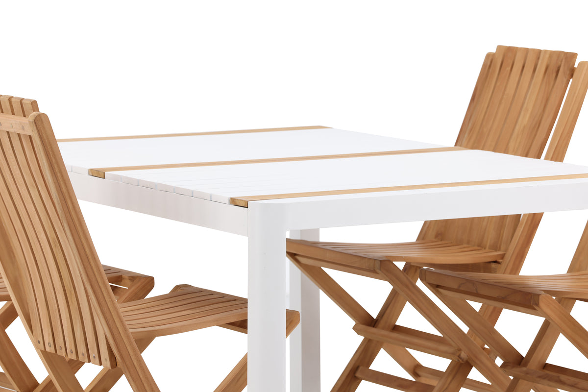 Spisebordsstol Guld + Rektangulært spisebord 150 x 90 Hvid