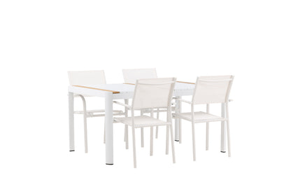 Rektangulært spisebord 150 x 90 Hvid + Spisebordsstol 2-pak Hvid