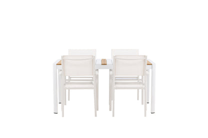 Rektangulært spisebord 150 x 90 Hvid + Spisebordsstol 2-pak Hvid