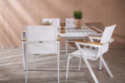 Rektangulært spisebord 150 x 90 Hvid + Spisebordsstol 6-pak Hvid