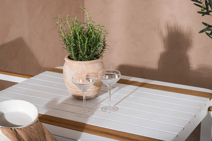 Rektangulært spisebord 150 x 90 Hvid + Spisebordsstol 6-pak Hvid