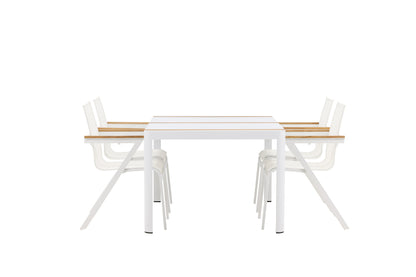 Rektangulært spisebord 150 x 90 Hvid + Spisebordsstol 6-pak Hvid