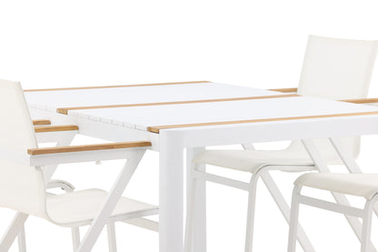 Rektangulært spisebord 150 x 90 Hvid + Spisebordsstol 6-pak Hvid