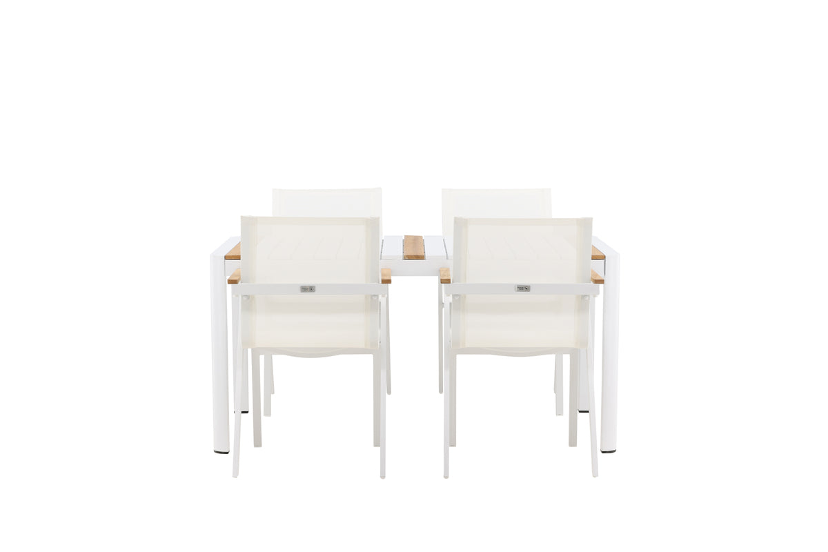 Rektangulært spisebord 150 x 90 Hvid + Spisebordsstol 6-pak Hvid