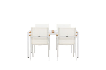 Rektangulært spisebord 150 x 90 Hvid + Spisebordsstol 6-pak Hvid