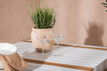 Rektangulært spisebord 150 x 90 Hvid + Spisebordsstol 2-pak Brun