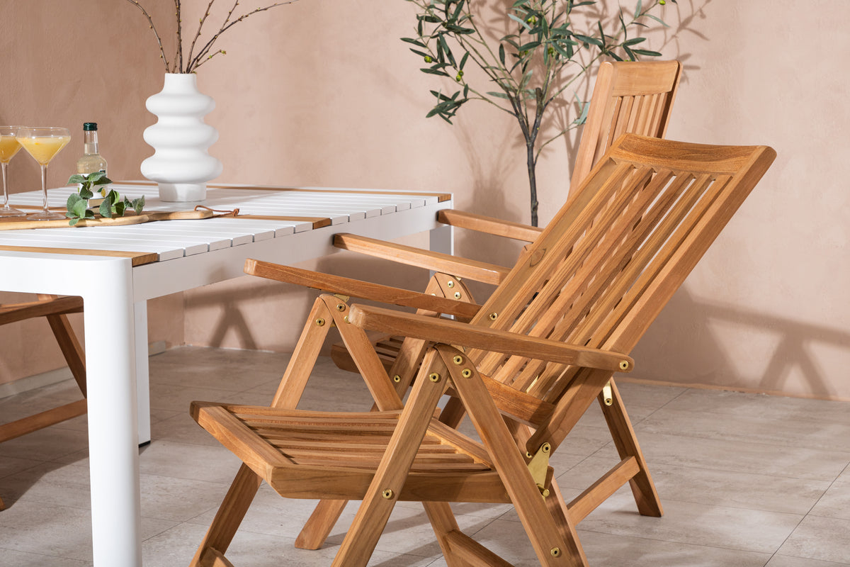 Rektangulært spisebord 150 x 90 Hvid + Position Stol Natur