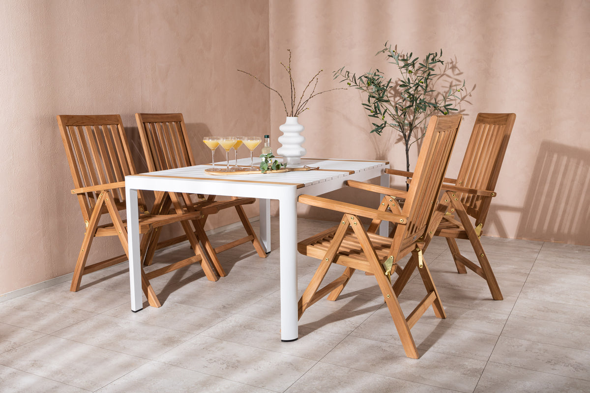 Rektangulært spisebord 150 x 90 Hvid + Position Stol Natur