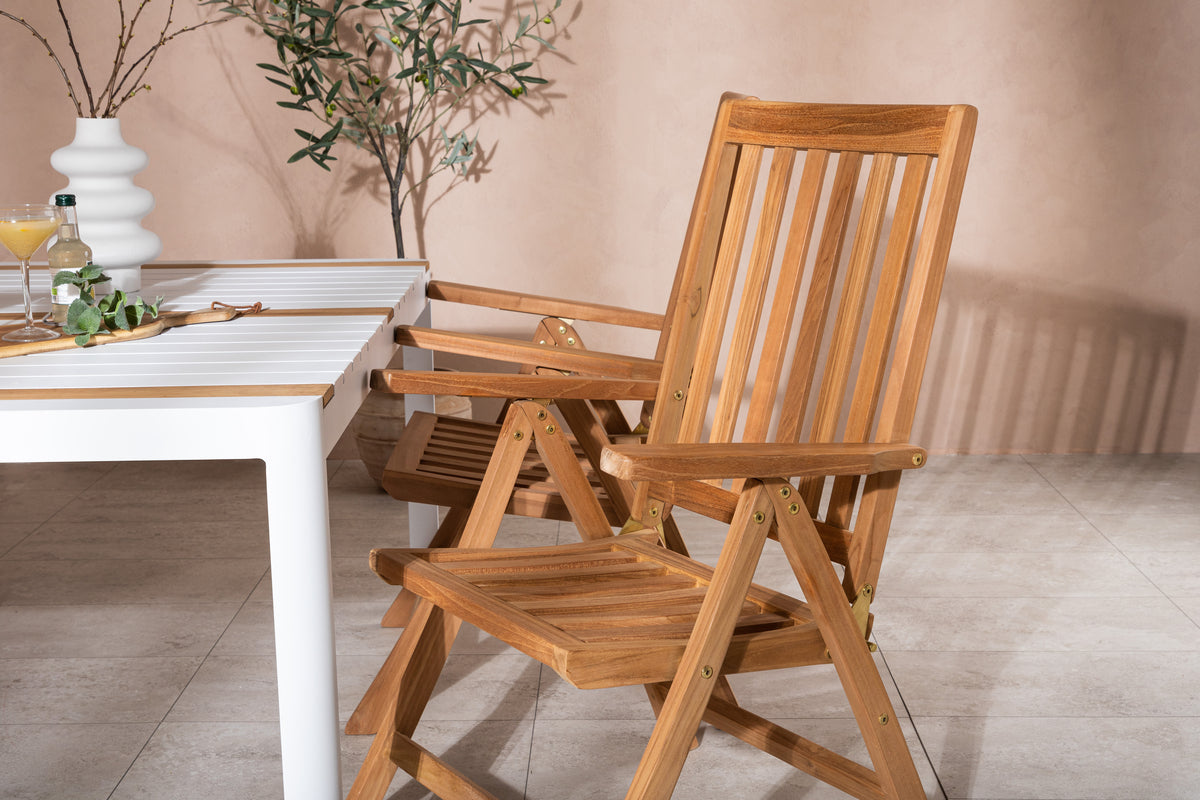 Rektangulært spisebord 150 x 90 Hvid + Position Stol Natur