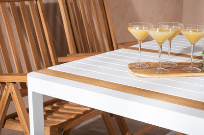 Rektangulært spisebord 150 x 90 Hvid + Position Stol Natur