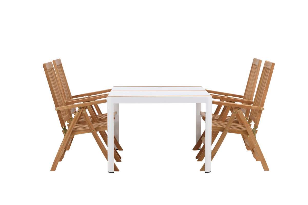 Rektangulært spisebord 150 x 90 Hvid + Position Stol Natur