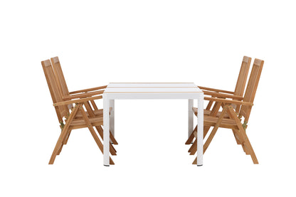 Rektangulært spisebord 150 x 90 Hvid + Position Stol Natur
