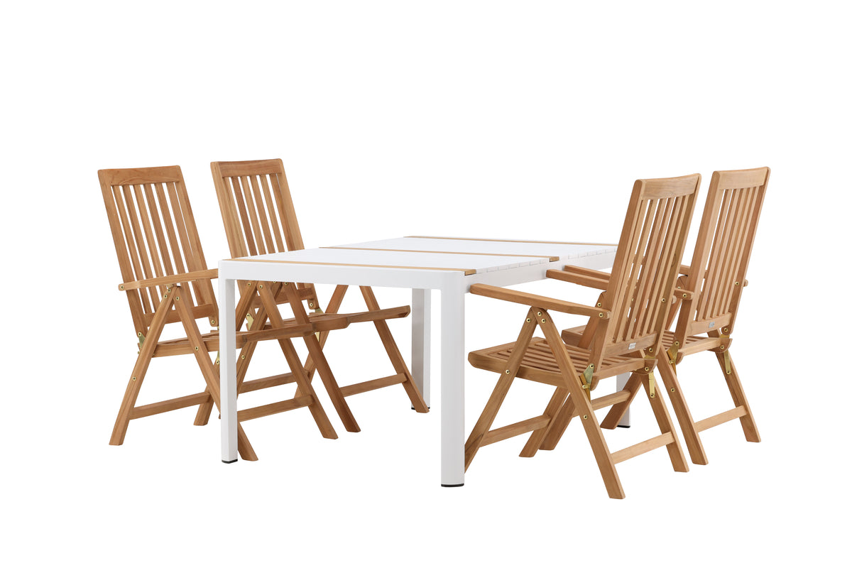 Rektangulært spisebord 150 x 90 Hvid + Position Stol Natur