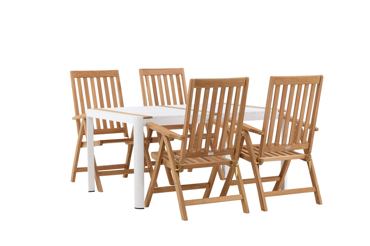 Rektangulært spisebord 150 x 90 Hvid + Position Stol Natur