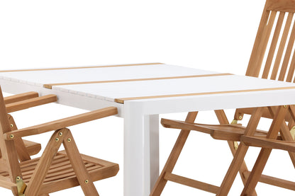 Rektangulært spisebord 150 x 90 Hvid + Position Stol Natur