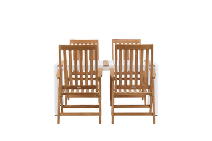 Rektangulært spisebord 150 x 90 Hvid + Position Stol Natur