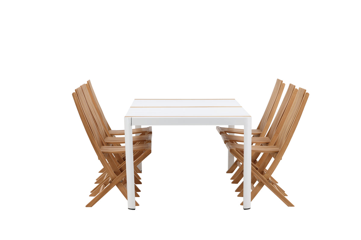 Spisebordsstol Guld + Rektangulært Spisebord 200 x 100 Hvid