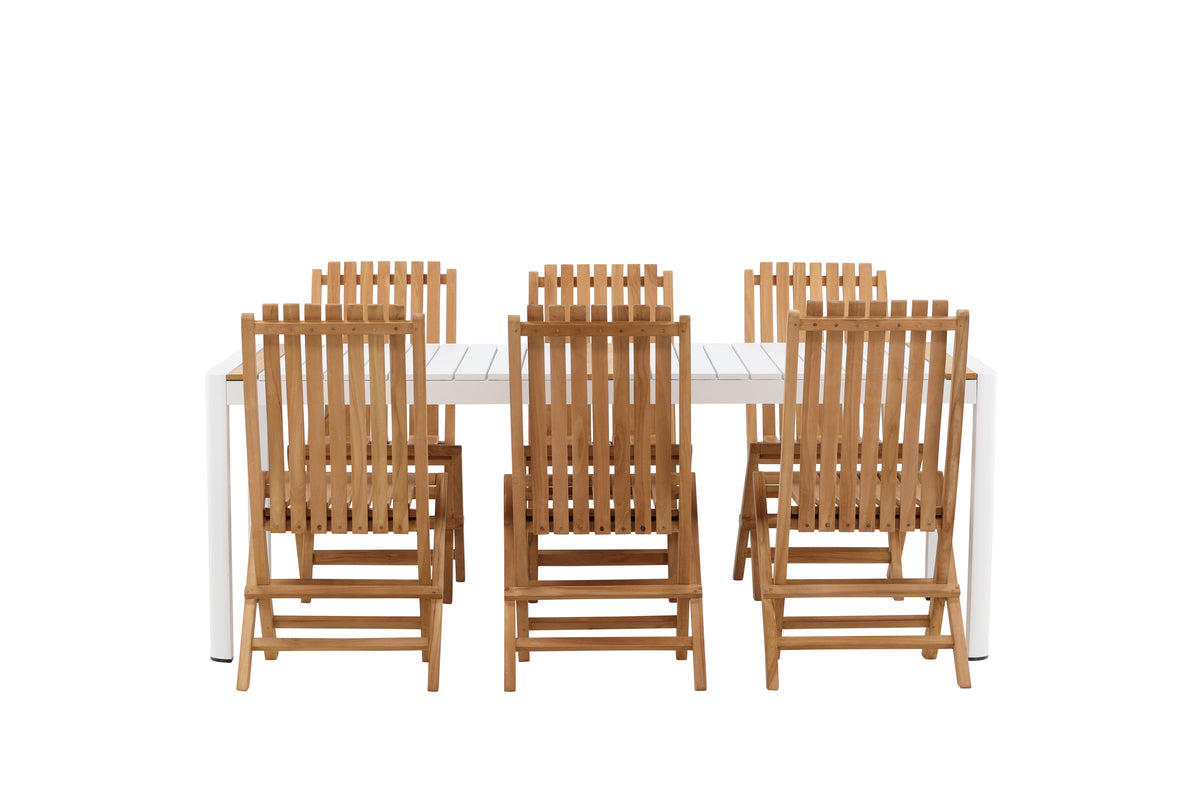 Spisebordsstol Guld + Rektangulært Spisebord 200 x 100 Hvid