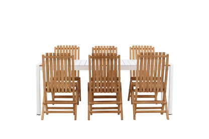 Spisebordsstol Guld + Rektangulært Spisebord 200 x 100 Hvid