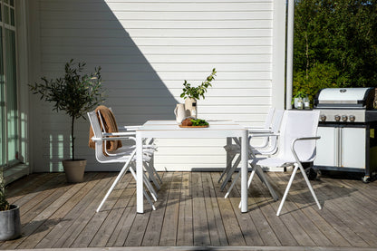 Spisebordsstol 6-pak Hvid + Rektangulært Spisebord 200 x 100 Hvid