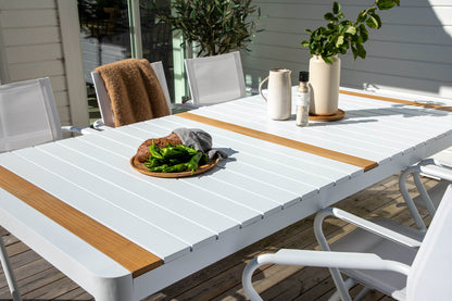 Spisebordsstol 6-pak Hvid + Rektangulært Spisebord 200 x 100 Hvid