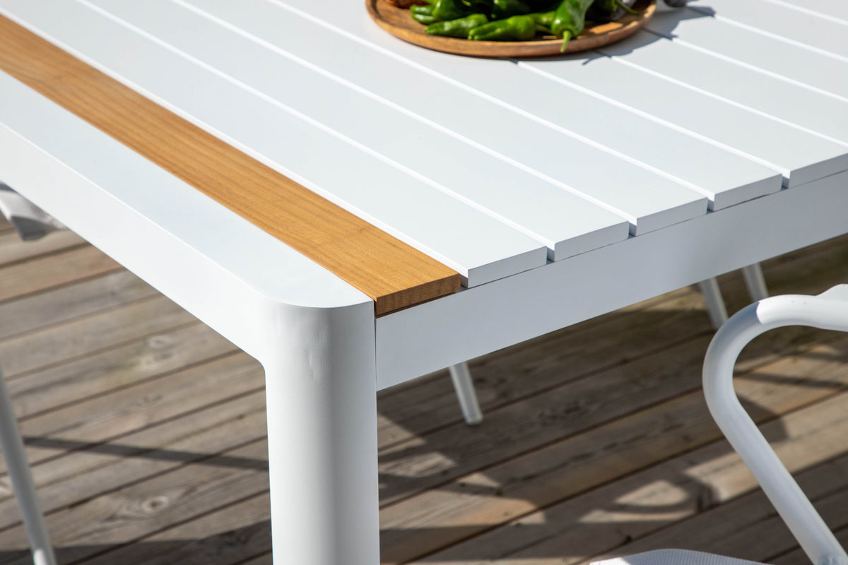 Spisebordsstol 6-pak Hvid + Rektangulært Spisebord 200 x 100 Hvid