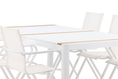 Spisebordsstol 6-pak Hvid + Rektangulært Spisebord 200 x 100 Hvid