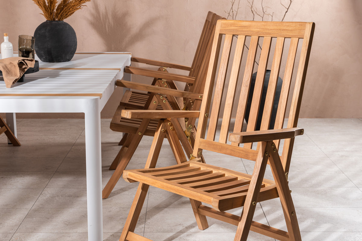 Rektangulært spisebord 200 x 100 Hvid + Position Stol Natur