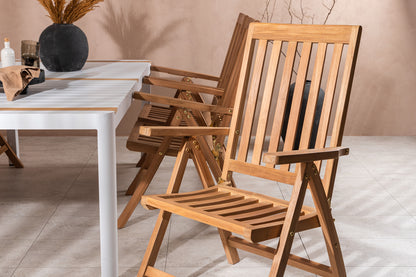 Rektangulært spisebord 200 x 100 Hvid + Position Stol Natur