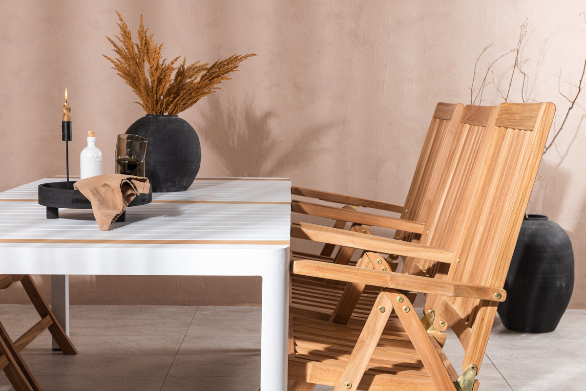 Rektangulært spisebord 200 x 100 Hvid + Position Stol Natur