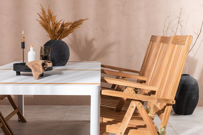 Rektangulært spisebord 200 x 100 Hvid + Position Stol Natur