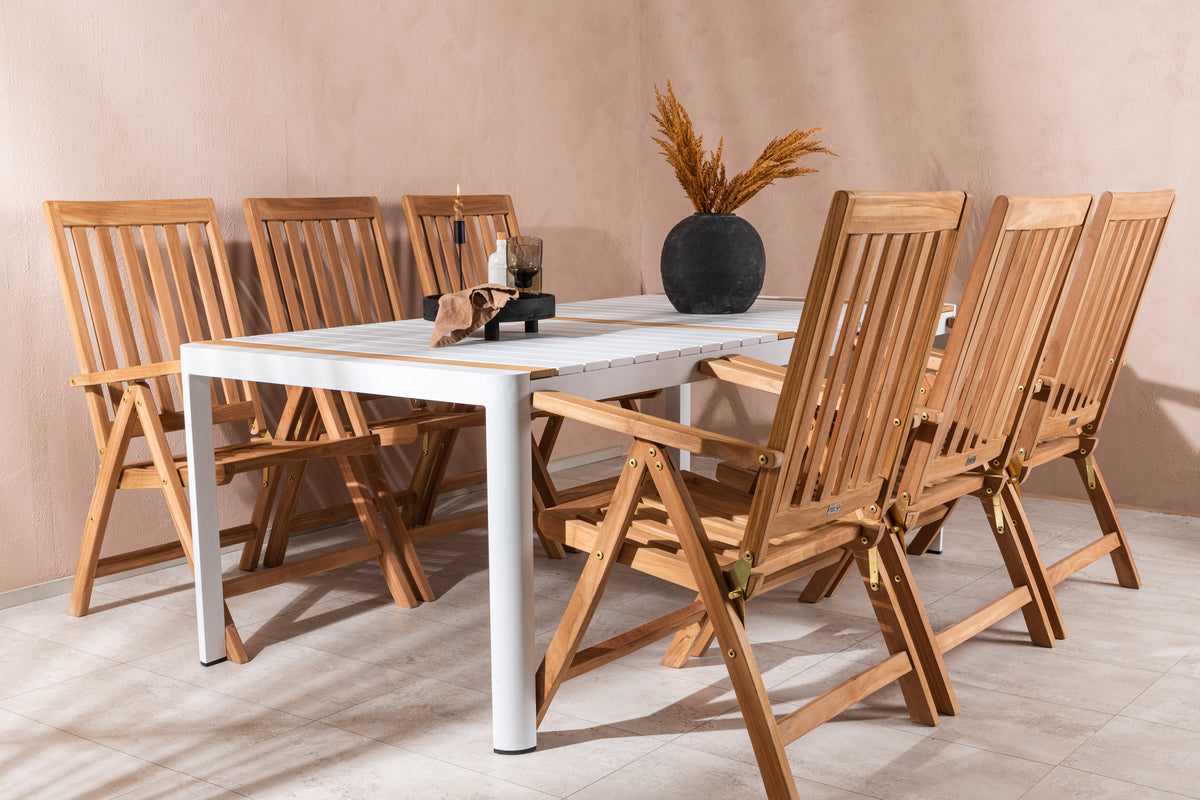 Rektangulært spisebord 200 x 100 Hvid + Position Stol Natur