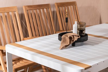 Rektangulært spisebord 200 x 100 Hvid + Position Stol Natur