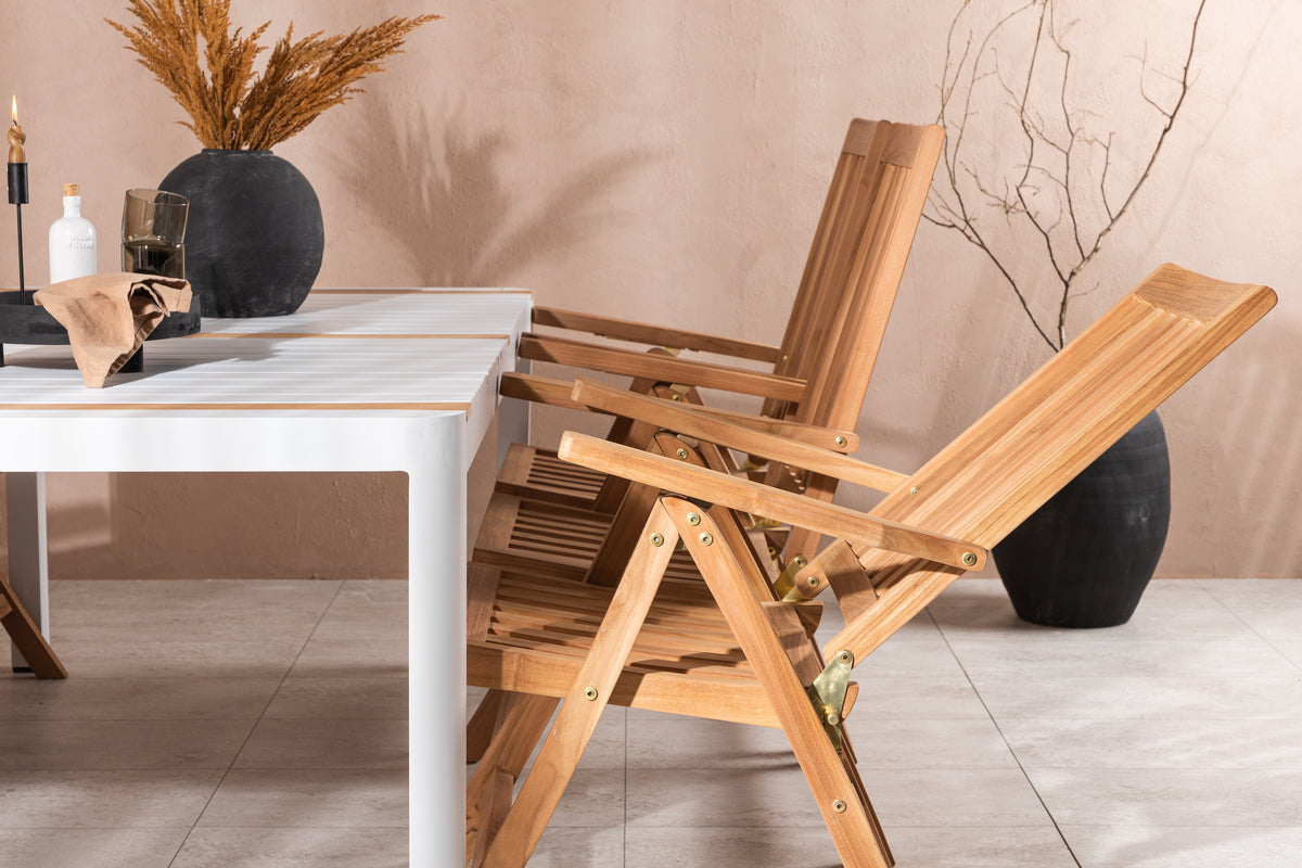 Rektangulært spisebord 200 x 100 Hvid + Position Stol Natur