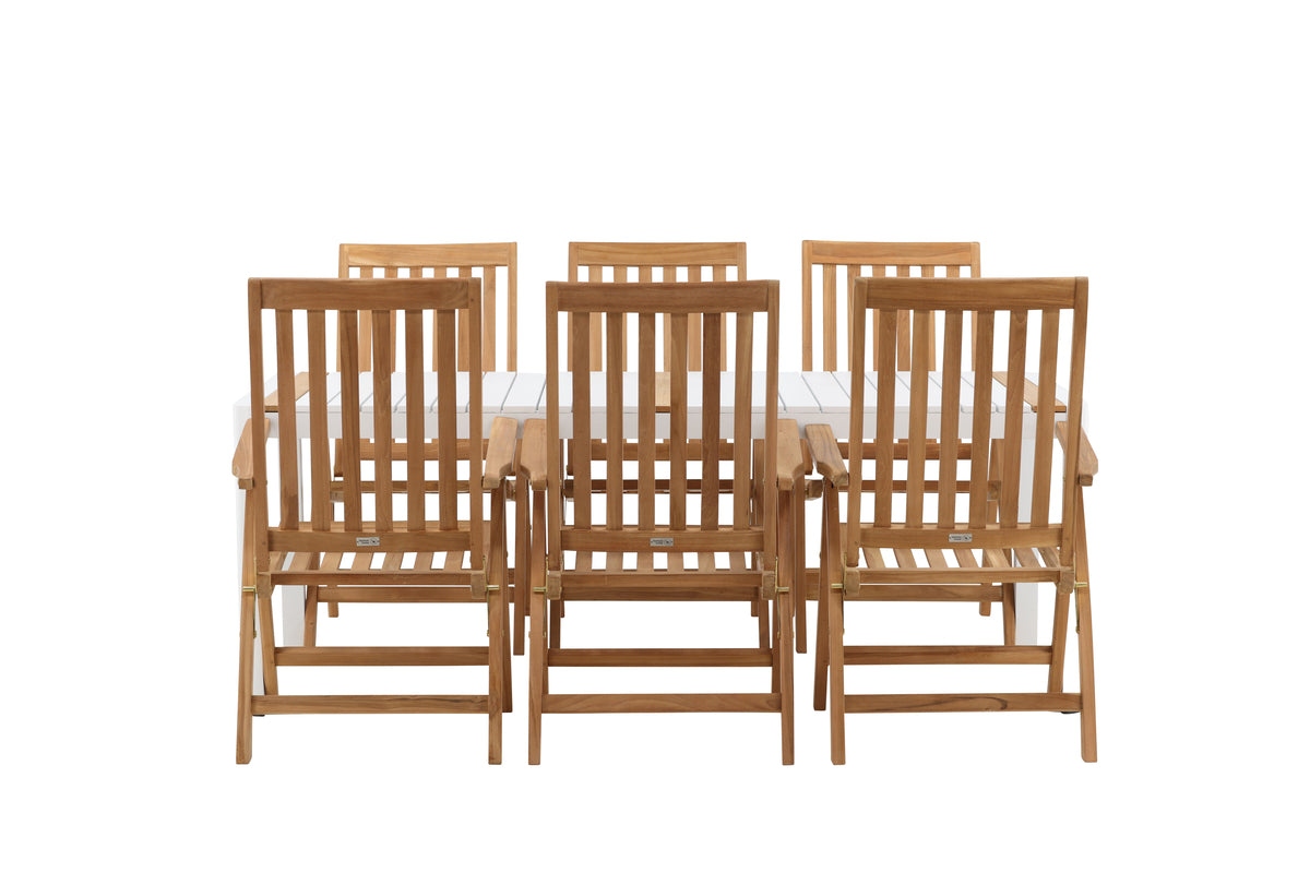 Rektangulært spisebord 200 x 100 Hvid + Position Stol Natur