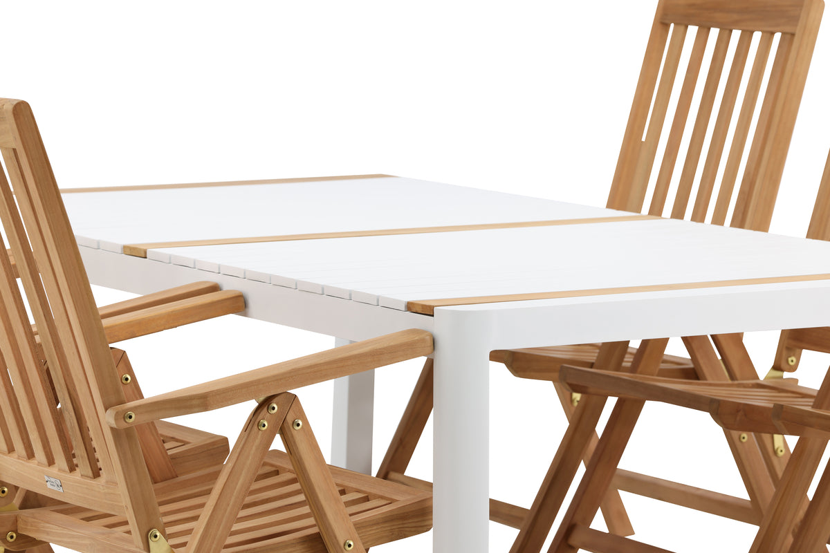 Rektangulært spisebord 200 x 100 Hvid + Position Stol Natur
