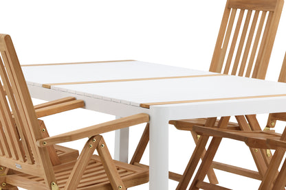 Rektangulært spisebord 200 x 100 Hvid + Position Stol Natur