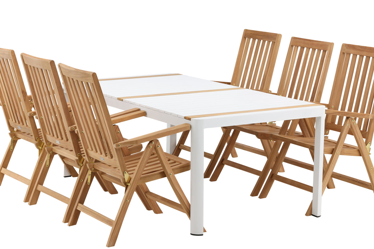 Rektangulært spisebord 200 x 100 Hvid + Position Stol Natur