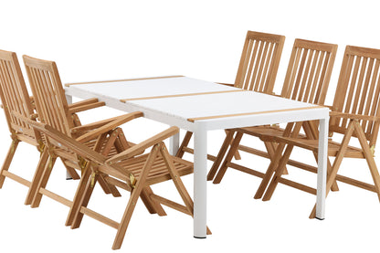 Rektangulært spisebord 200 x 100 Hvid + Position Stol Natur