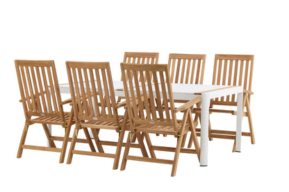 Rektangulært spisebord 200 x 100 Hvid + Position Stol Natur