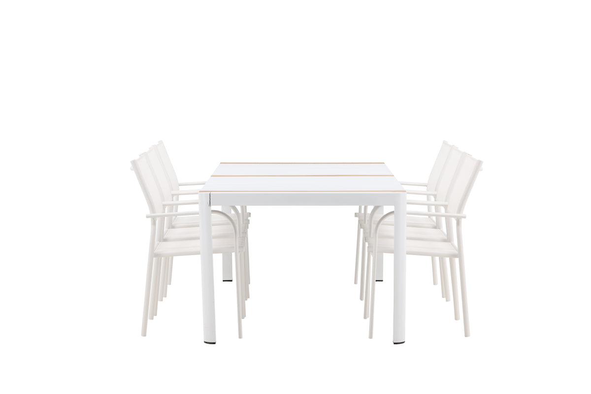 Rektangulært spisebord 200 x 100 Hvid + Spisebordsstol 2-pak Hvid