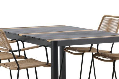 Rektangulært spisebord 150 x 90 Sort + Spisebordsstol 2-pak Brun