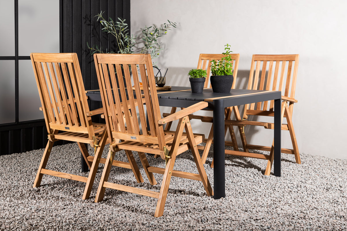 Rektangulært spisebord 150 x 90 Sort + Position Stol Natur