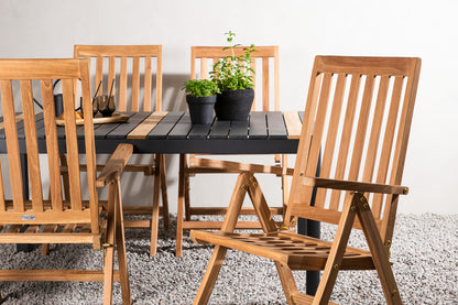 Rektangulært spisebord 150 x 90 Sort + Position Stol Natur