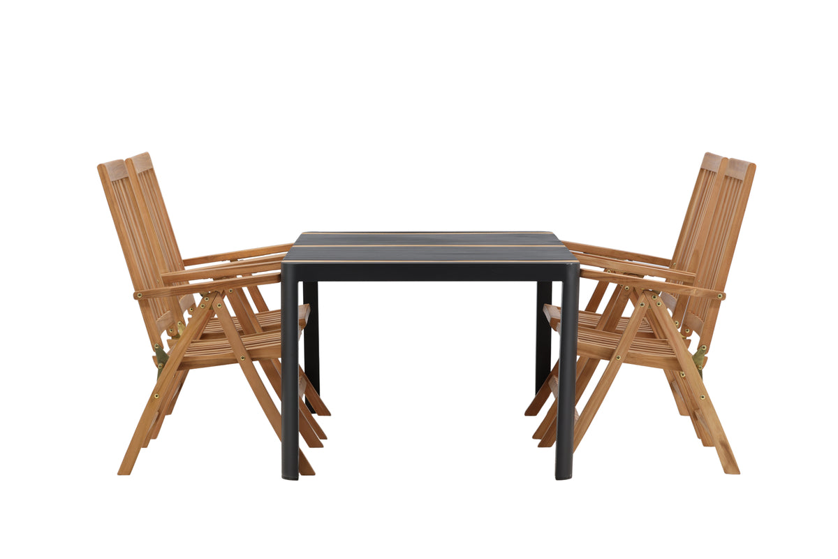 Rektangulært spisebord 150 x 90 Sort + Position Stol Natur