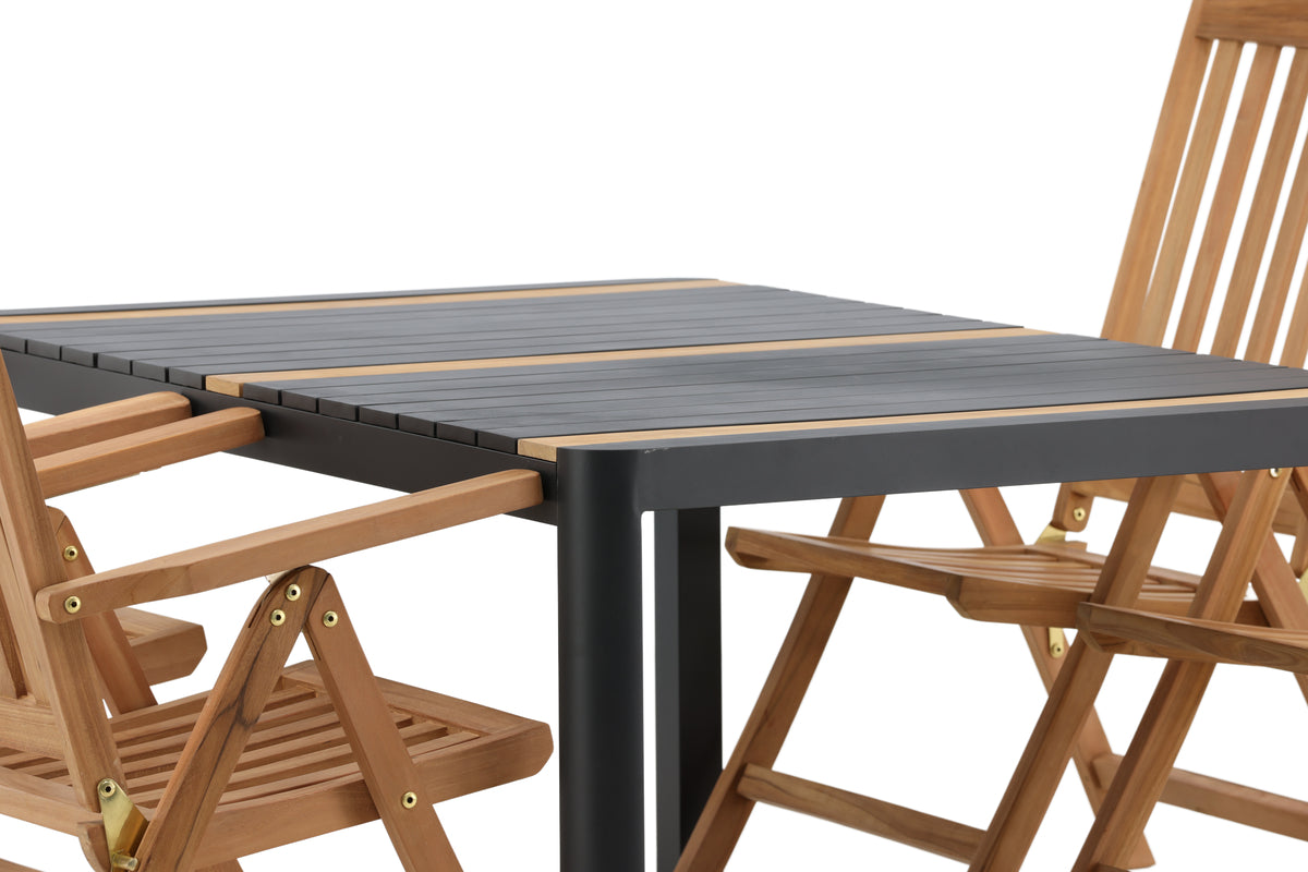 Rektangulært spisebord 150 x 90 Sort + Position Stol Natur