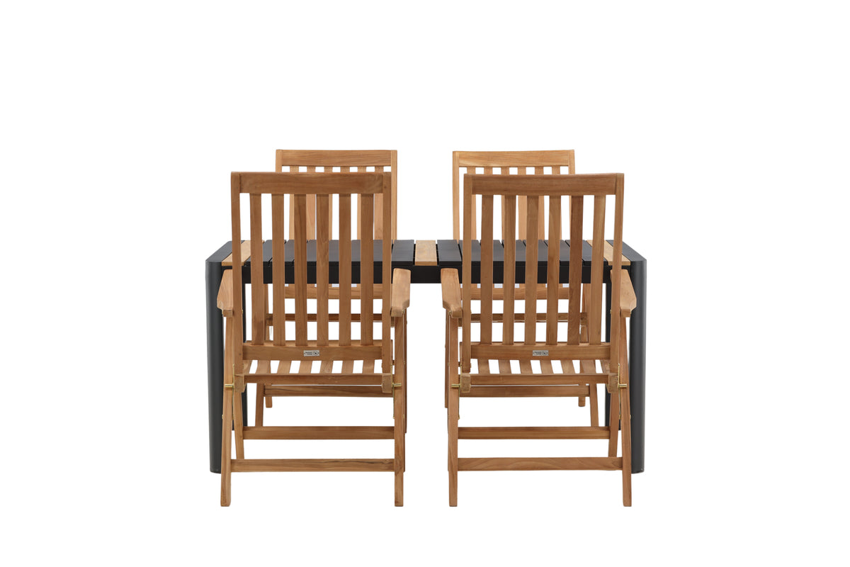 Rektangulært spisebord 150 x 90 Sort + Position Stol Natur