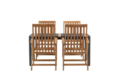 Rektangulært spisebord 150 x 90 Sort + Position Stol Natur